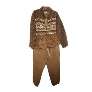 Style & Co Women’s XL Quarter-Zip Fleece Sherpa Sweater/pans Set Rose Fairisle